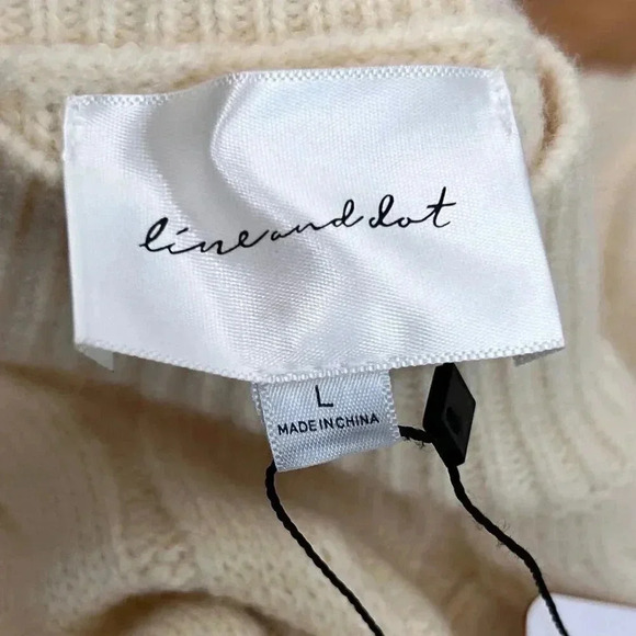 Line And Dot Dorothy Revolve Size Large Sweater Dress Cream Cable Knit Stretch - Picture 13 of 13